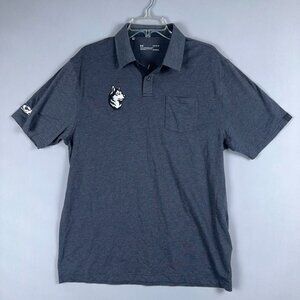 Under Armour Polo Shirt Mens Size Large Husky logo Loosi Fit Dark Gray